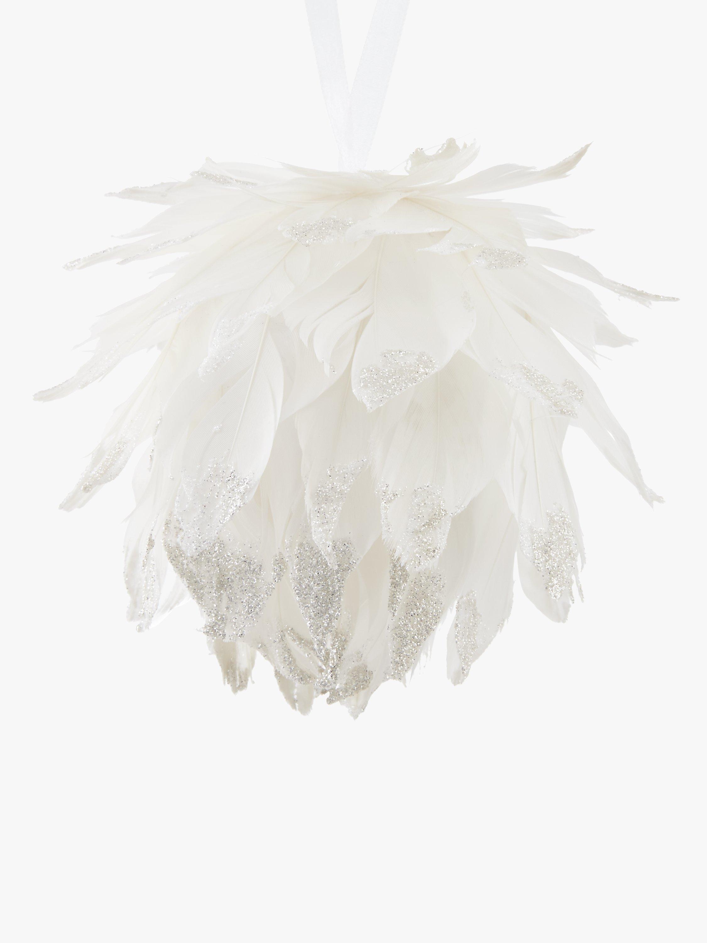 John Lewis & Partners Moonstone Feather Flower Tree Decoration, White