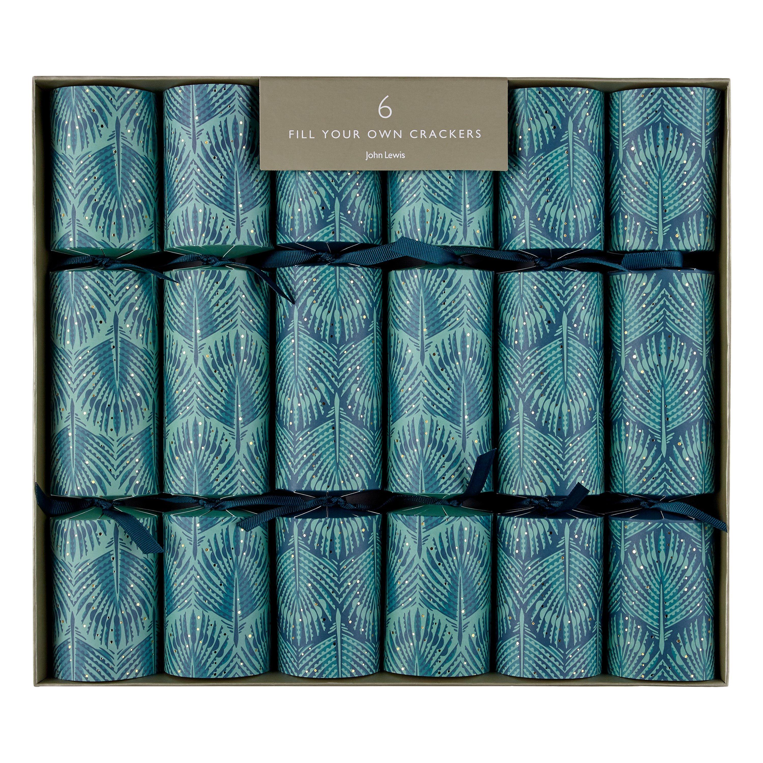 John Lewis & Partners Emerald Pavone Christmas Crackers, Pack of 6, Green