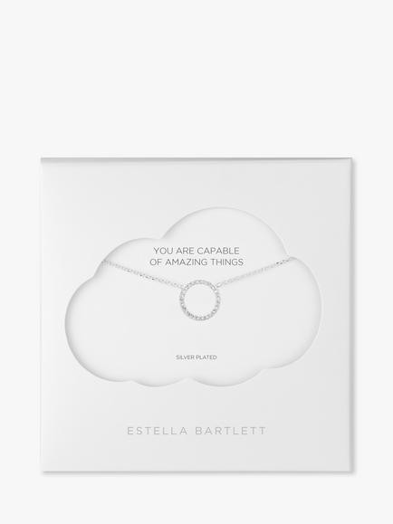 Estella Bartlett Pave Cubic Zirconia Circle Pendant Necklace, Silver - view 2, Silver