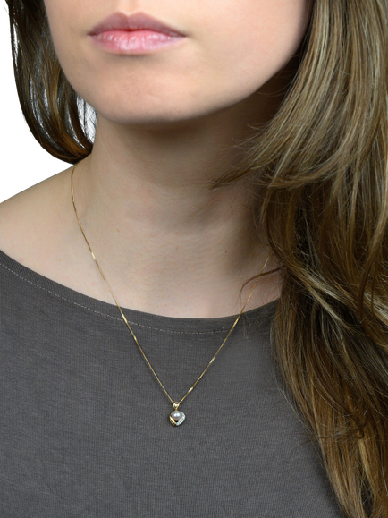 E.W Adams 9ct Gold Diamond and Freshwater Pearl Heart Pendant Necklace - view 2, Pink