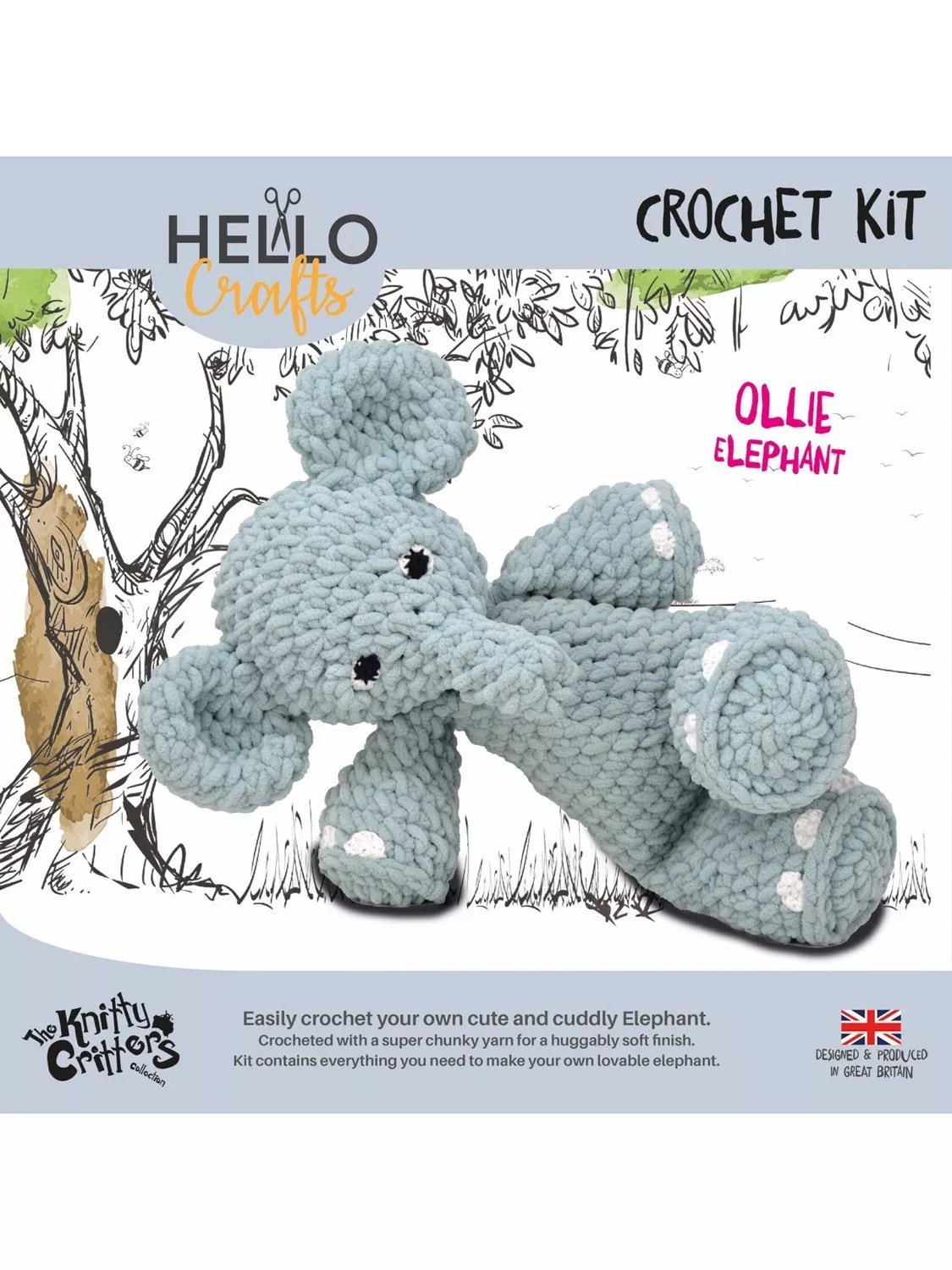 Knitty Critters Ollie Elephant Crochet Kit