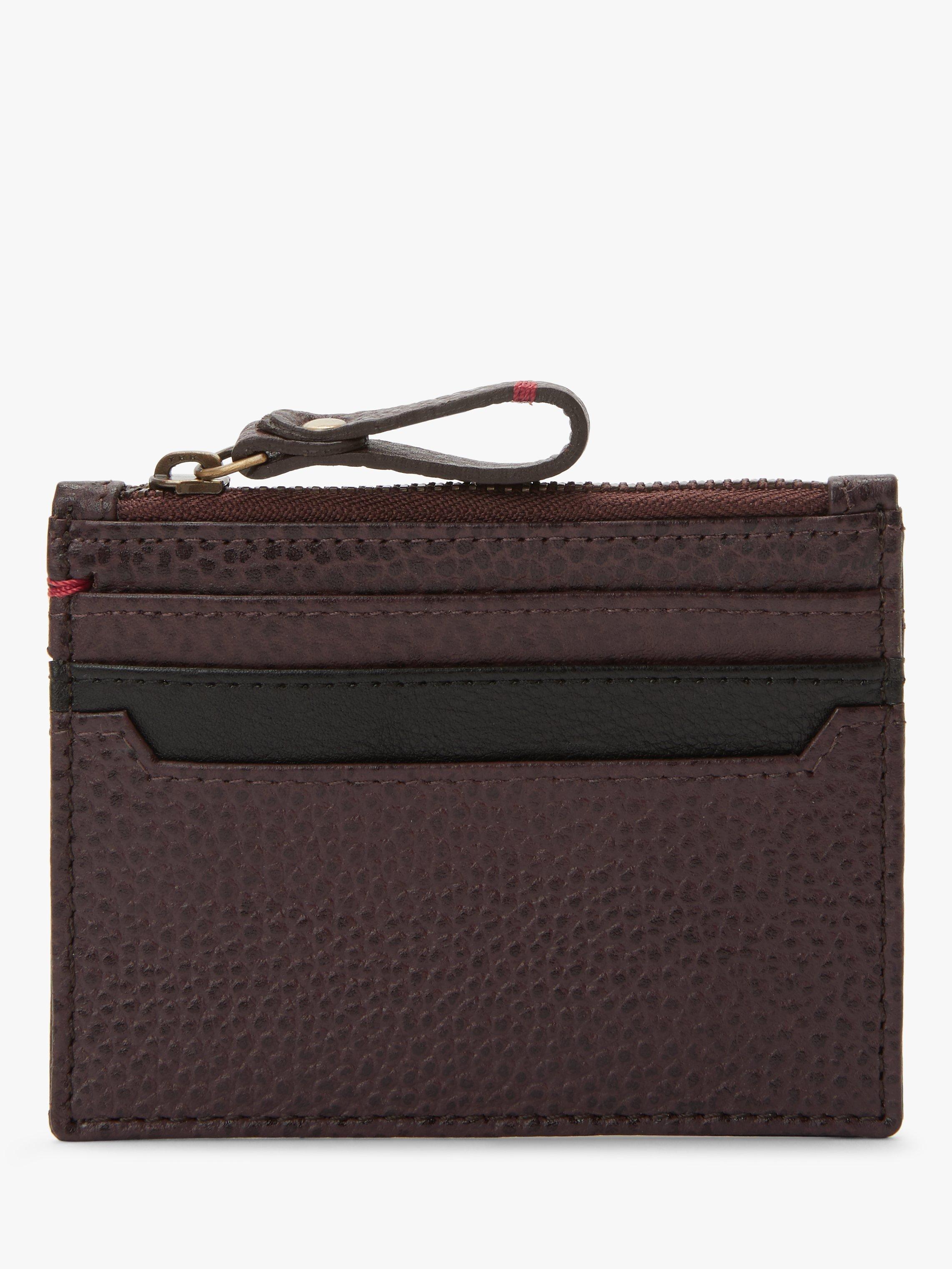 John Lewis & Partners Leather Zip Card Holder, Oxblood