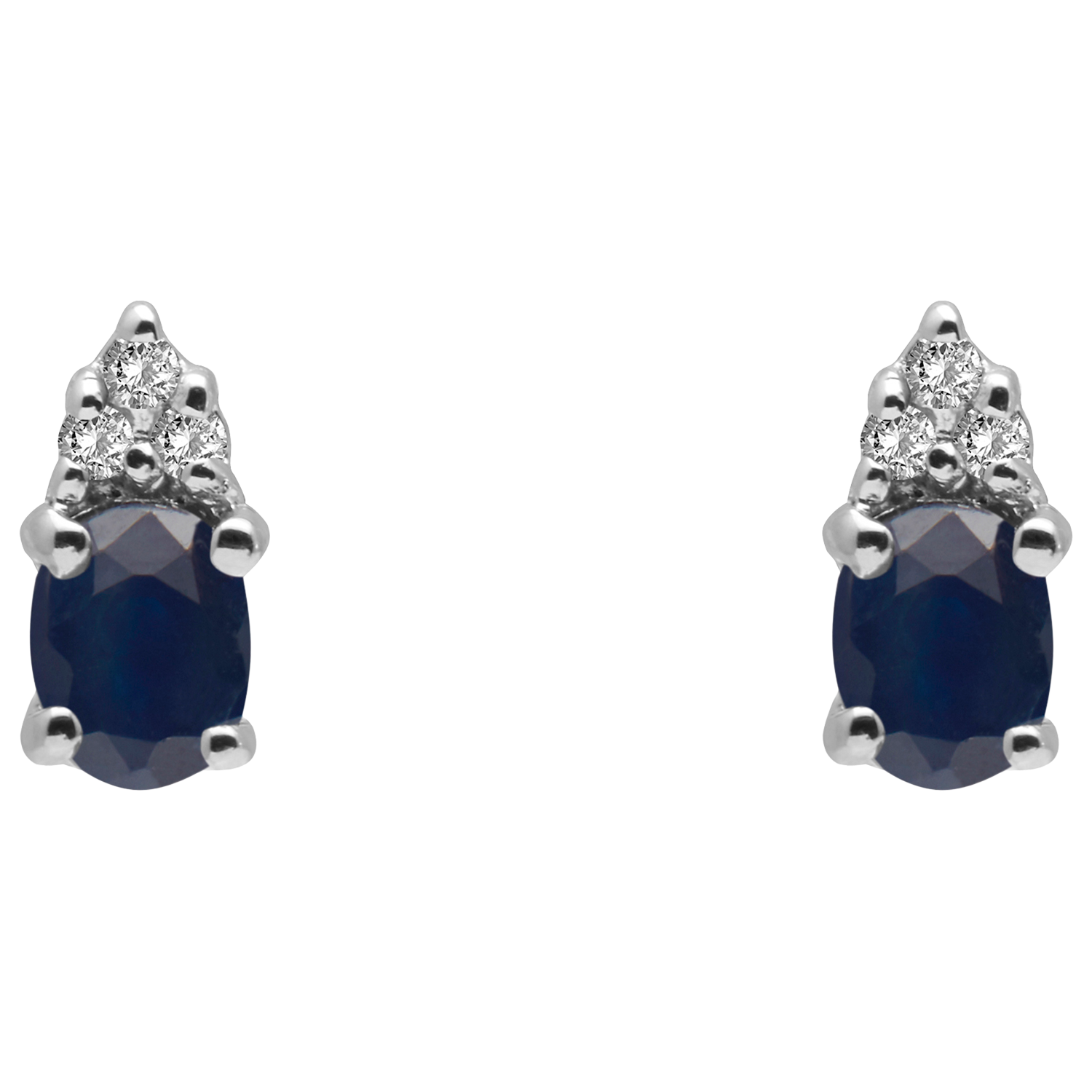 Product image 1 of 2, which shows E.W Adams 9ct Gold Oval Diamond and Precious Stone Stud Earrings, Sapphire