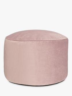 John Lewis Velvet Pouffe, Pale Pink