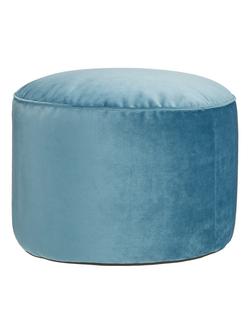 John Lewis Velvet Pouffe, Teal