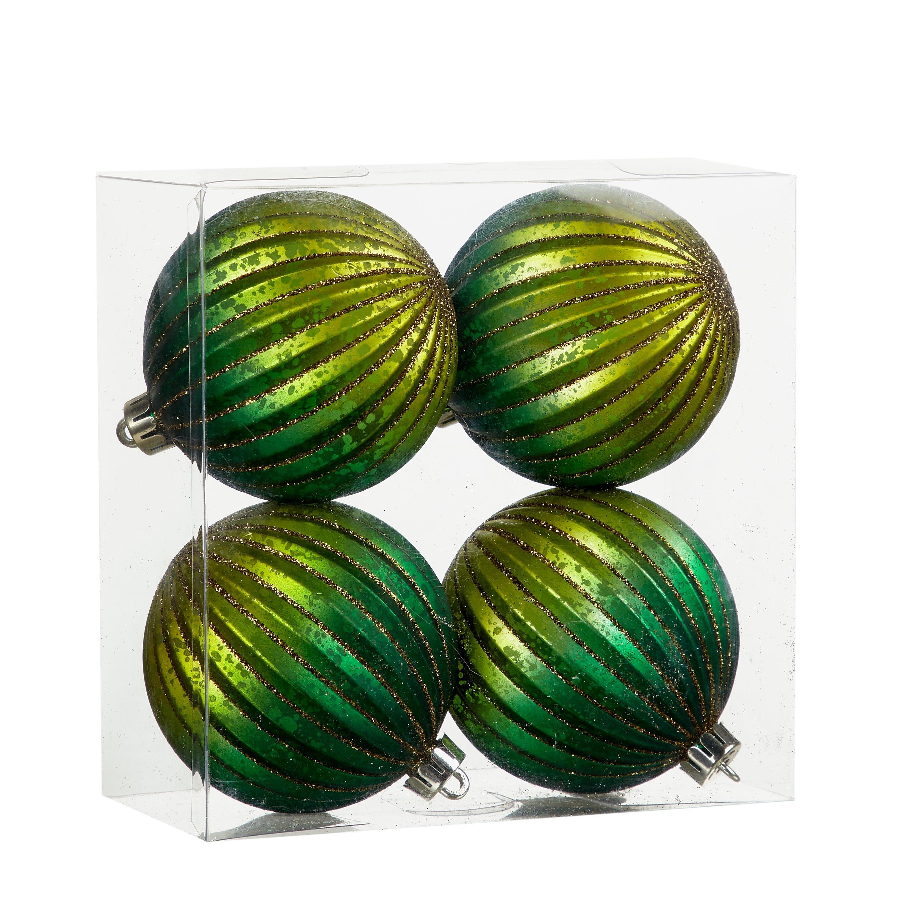 John Lewis & Partners Emerald Shatterproof Baubles, Box of 4, Green
