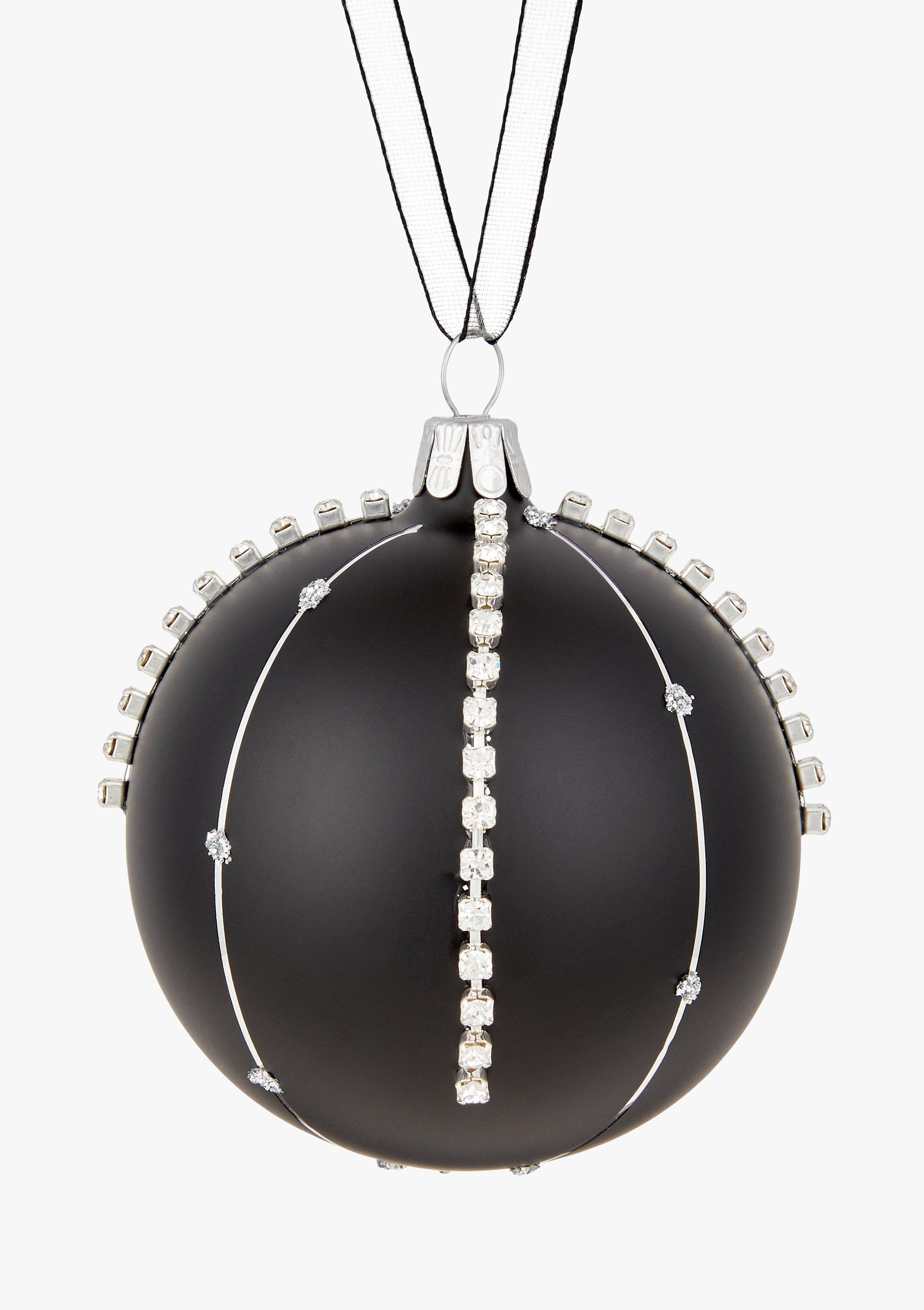 John Lewis & Partners Jet Diamante Stripe Bauble, Black