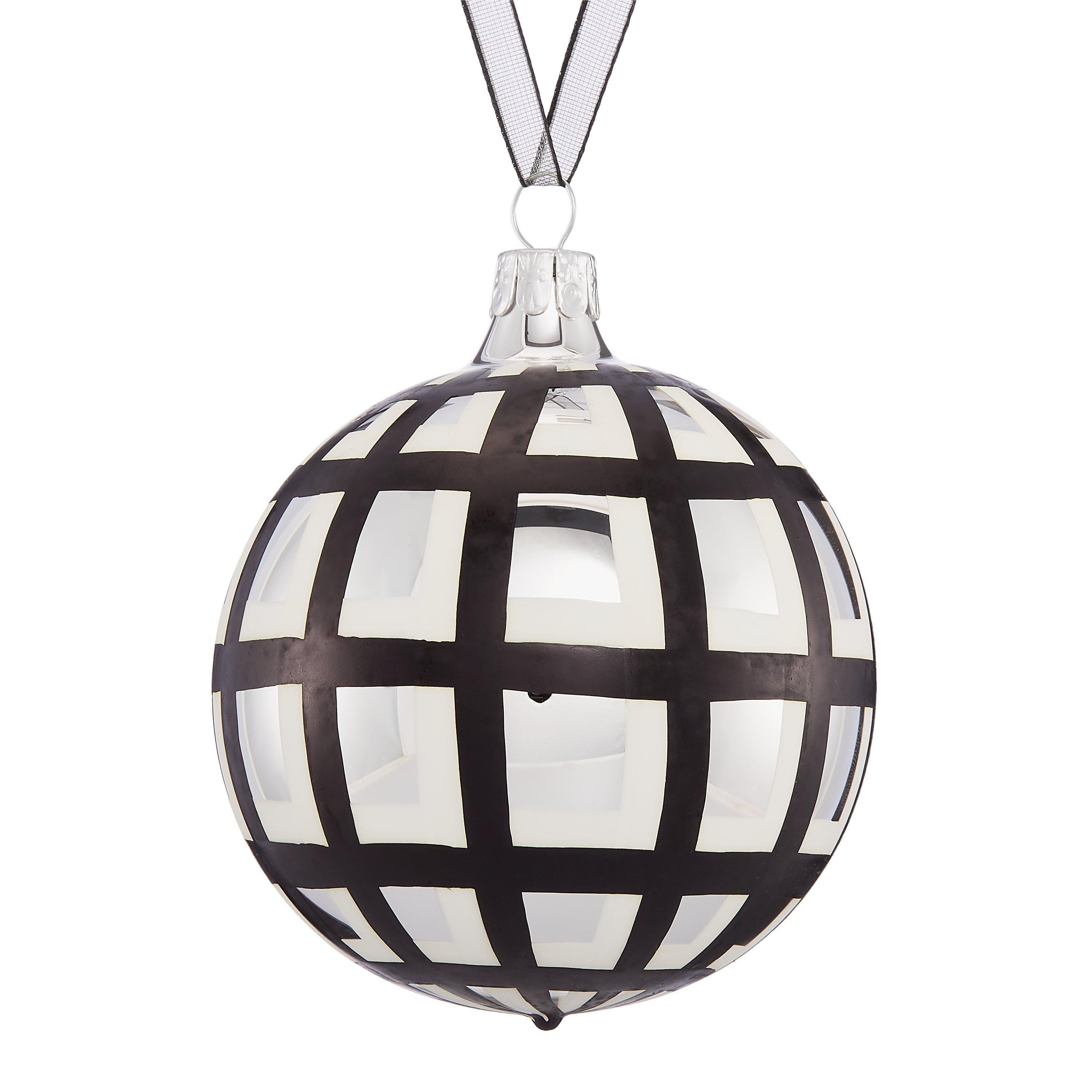 John Lewis & Partners Jet Mono Checked Bauble, Black  / White