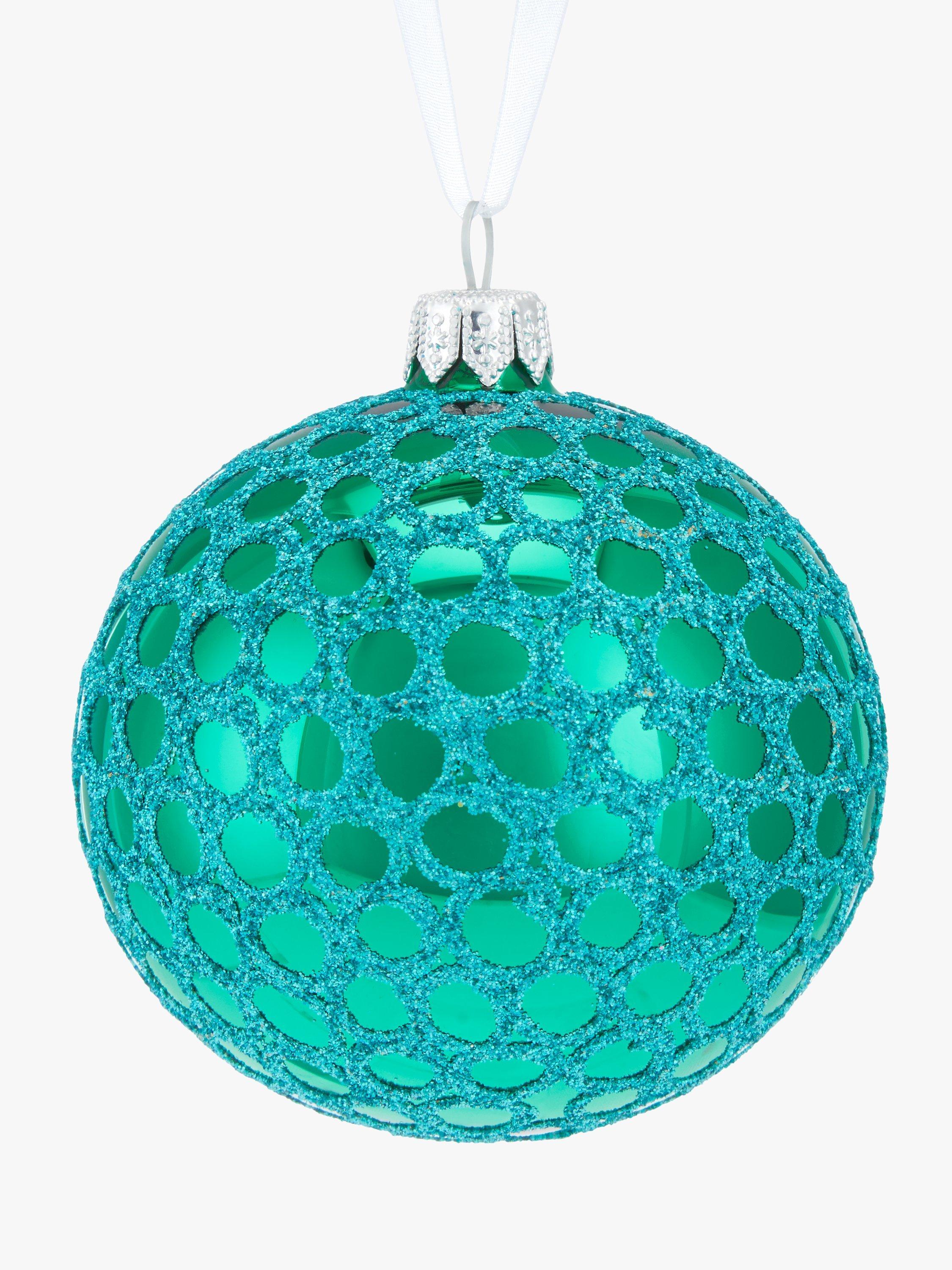 John Lewis & Partners Sapphire Glittered Mesh Bauble, Blue