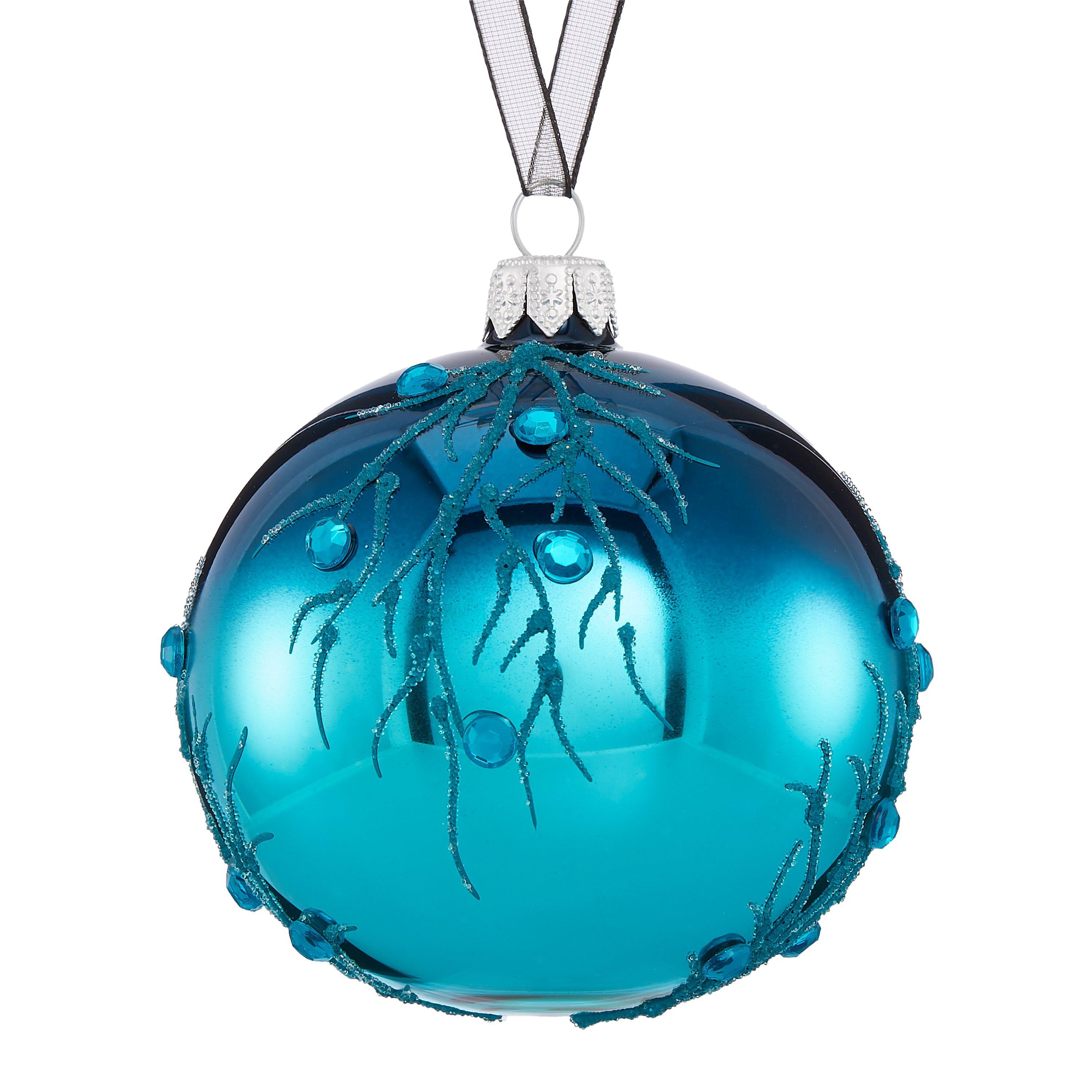 John Lewis & Partners Sapphire Glittered Coral Bauble, Blue