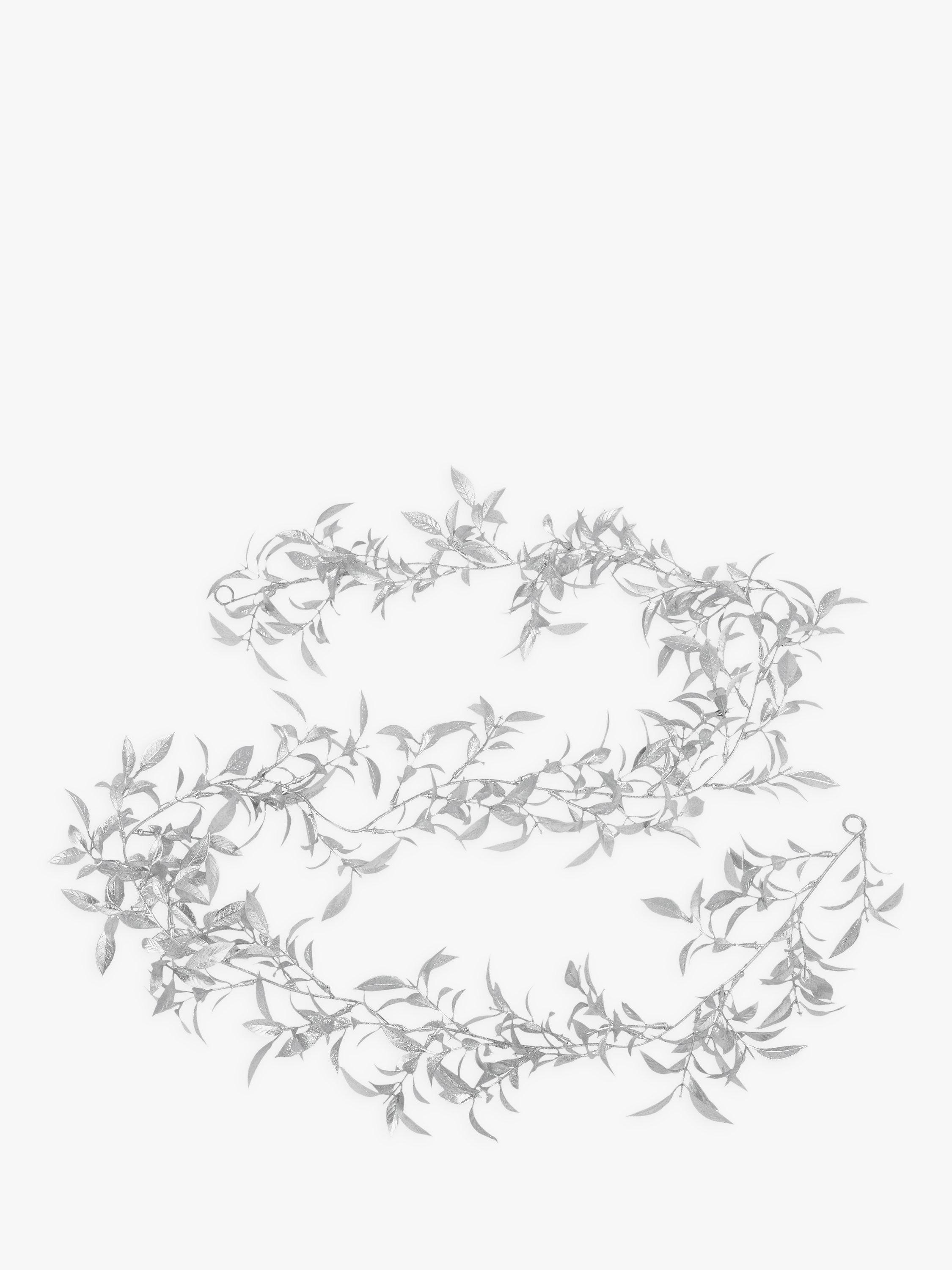John Lewis & Partners Jet Leaf Garland, Silver