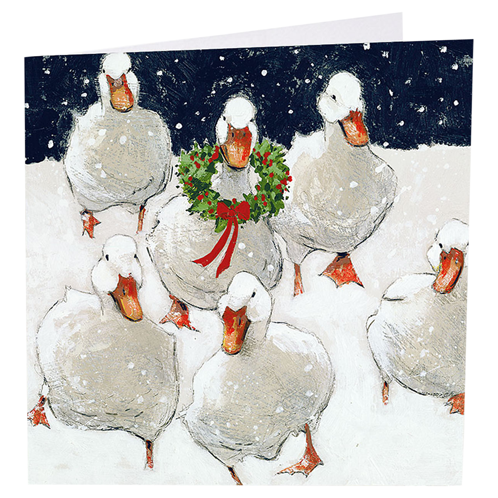 Art Marketing Six Geese A-Laying Christmas Cards, Pack of 6