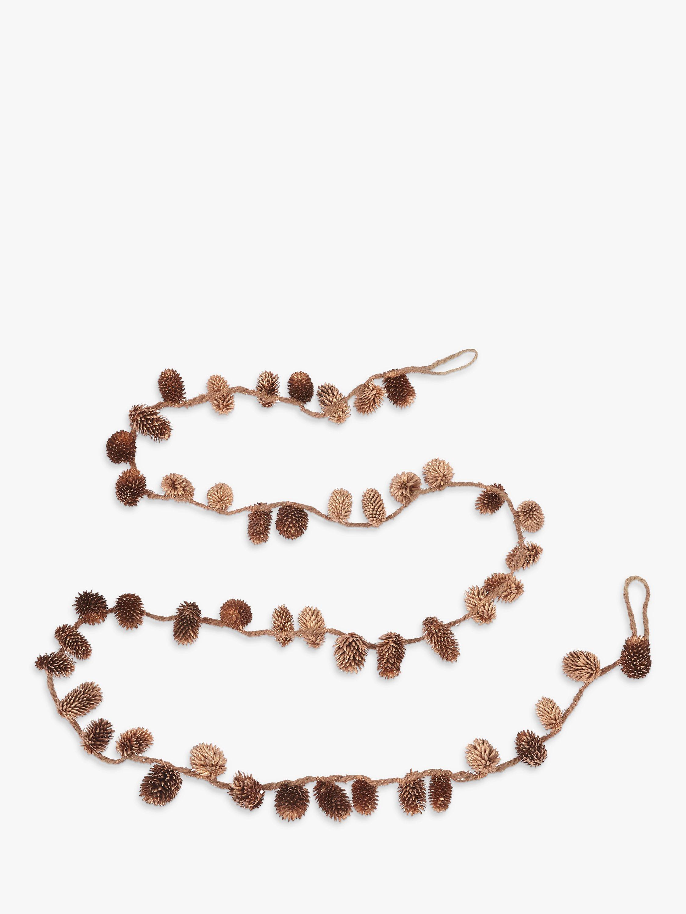 John Lewis & Partners Amber Slim Pine Cone Garland, Copper