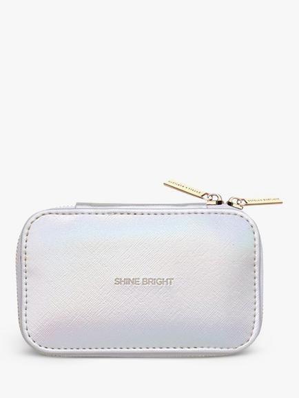 Estella Bartlett Iridescent Shine Bright Zipped Jewellery Box, Silver - view 2, Silver