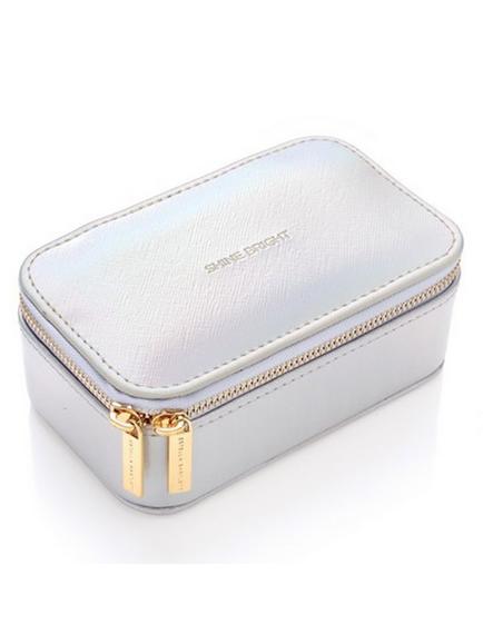 Estella Bartlett Iridescent Shine Bright Zipped Jewellery Box, Silver, Silver