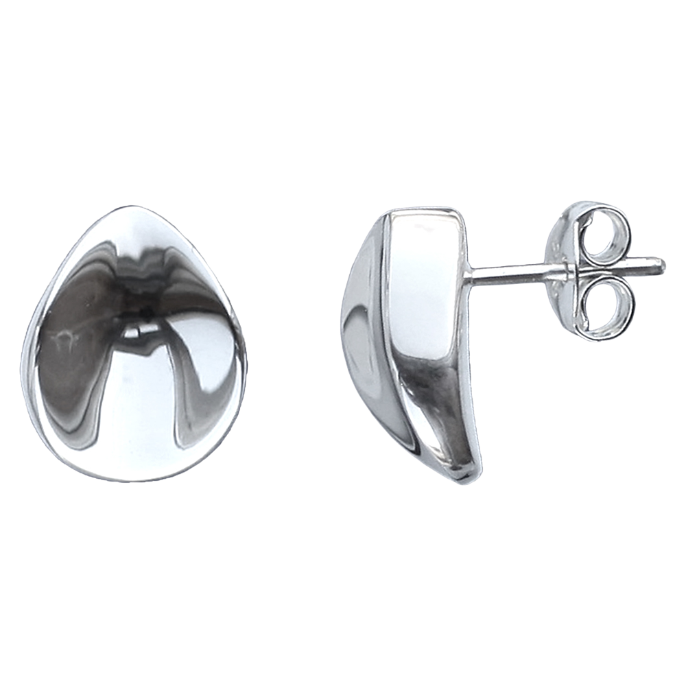 Nina B Concave Stud Earrings, Silver
