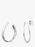 Nina B Flat Curve Hoop Earrings, Silver