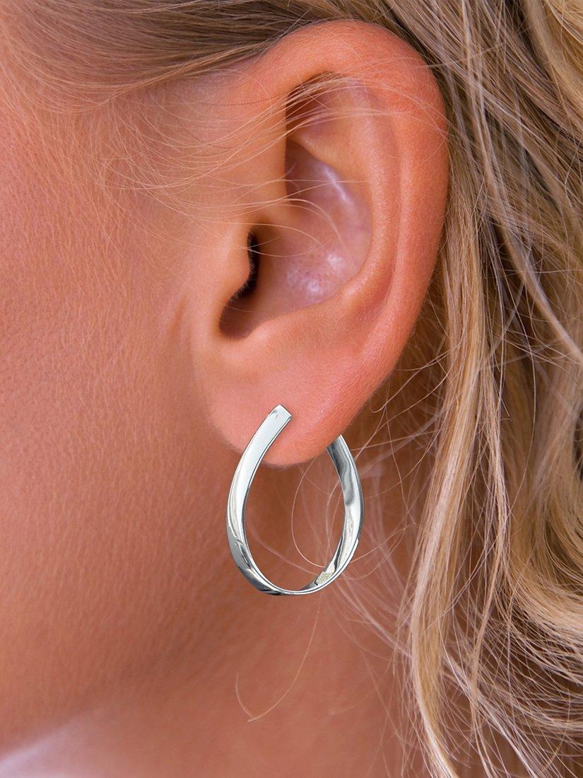 Product image 2 of 4, which shows Nina B Flat Curve Hoop Earrings, Silver