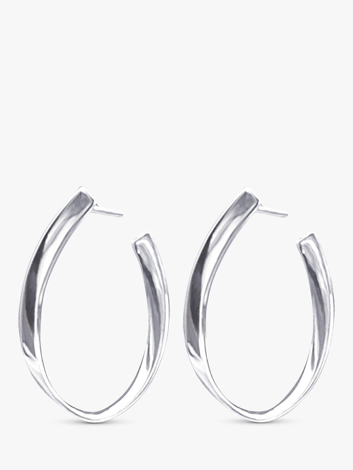 Product image 3 of 4, which shows Nina B Flat Curve Hoop Earrings, Silver