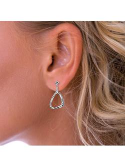 Nina B Curved Triangle Drop Earrings, Silver - view 2, Silver