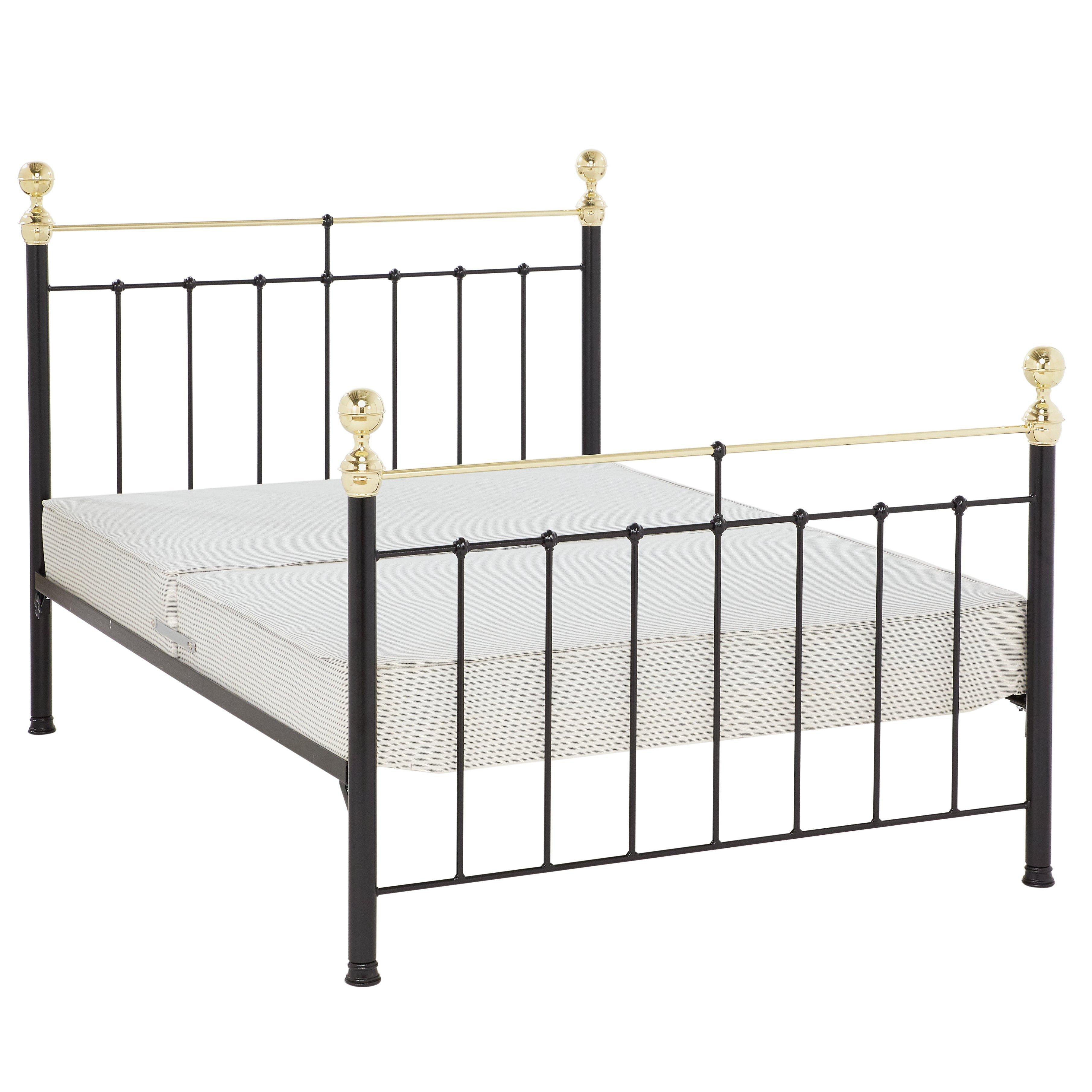 Wrought Iron And Brass Bed Co. Albert Sprung Bed Frame, Double, Black