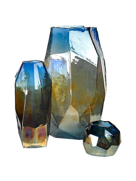 pols potten Graphic Luster Candle Holder, Blue - view 2, Blue