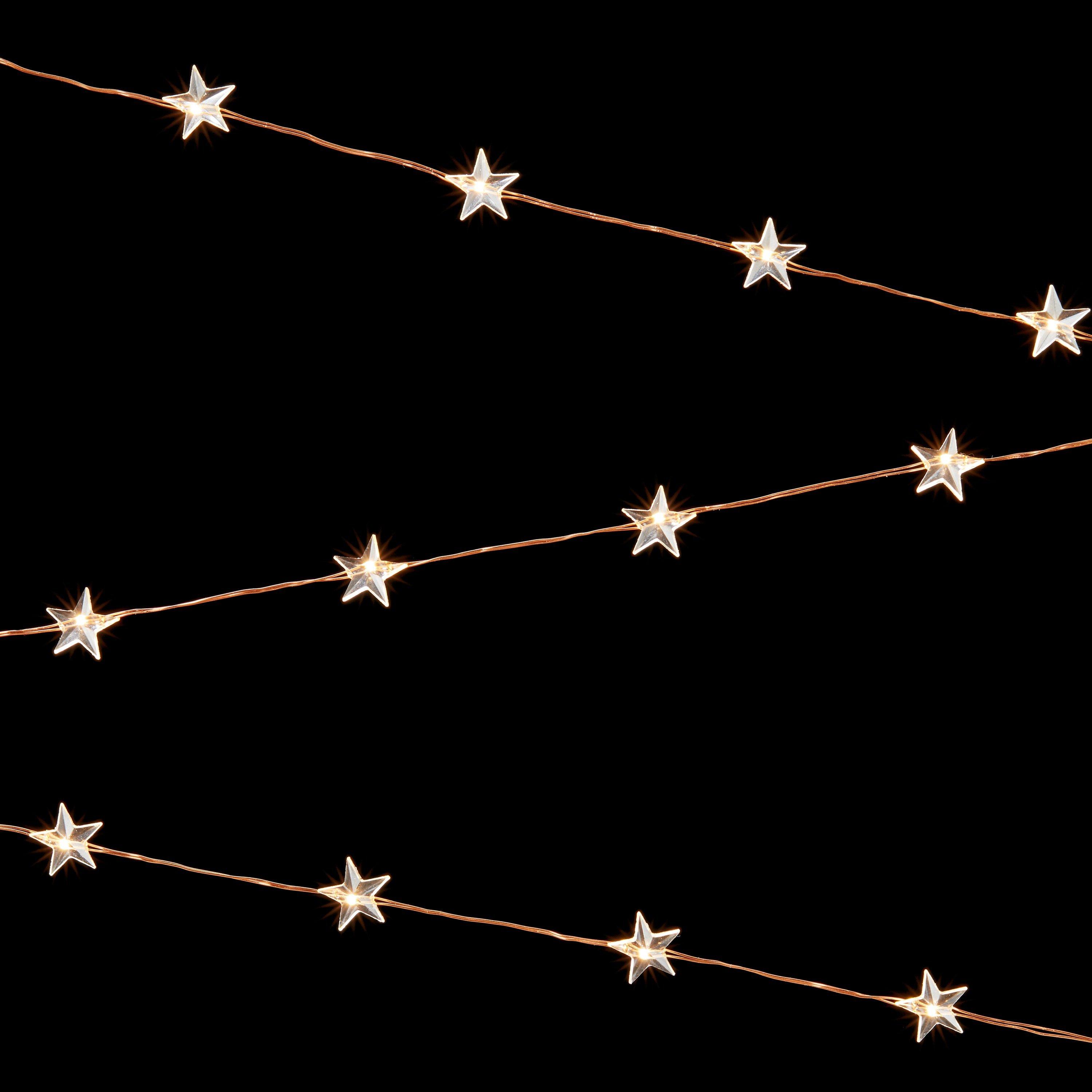 John Lewis & Partners 60 Star LED Line Lights, 3.3m, Copper