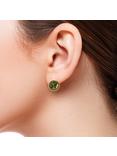 Be-Jewelled Sterling Silver Baltic Amber Geometric Modern Wave Stud Earrings, Green