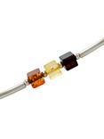 Be-Jewelled Sterling Silver Baltic Amber Triple Cube Bracelet, Silver/Multi