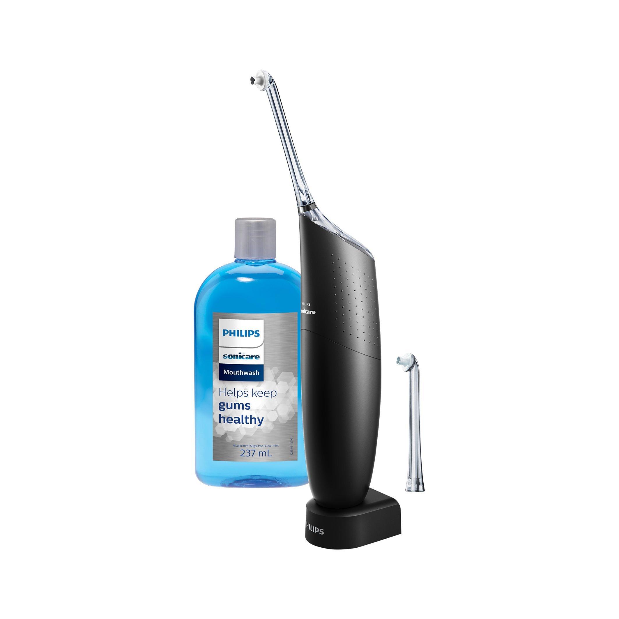 Philips Sonicare HX8432/23 AirFloss Pro Dental Flosser with Mouth Wash, Black