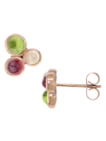 London Road 9ct Gold 3 Stone Bubble Round Stud Earrings