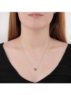 London Road 9ct Gold 3 Stone Round Pendant Necklace - view 2, Silver/Multi