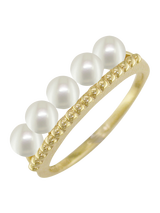 London Road 9ct Gold Pearl Bar Cocktail Ring, Gold, N
