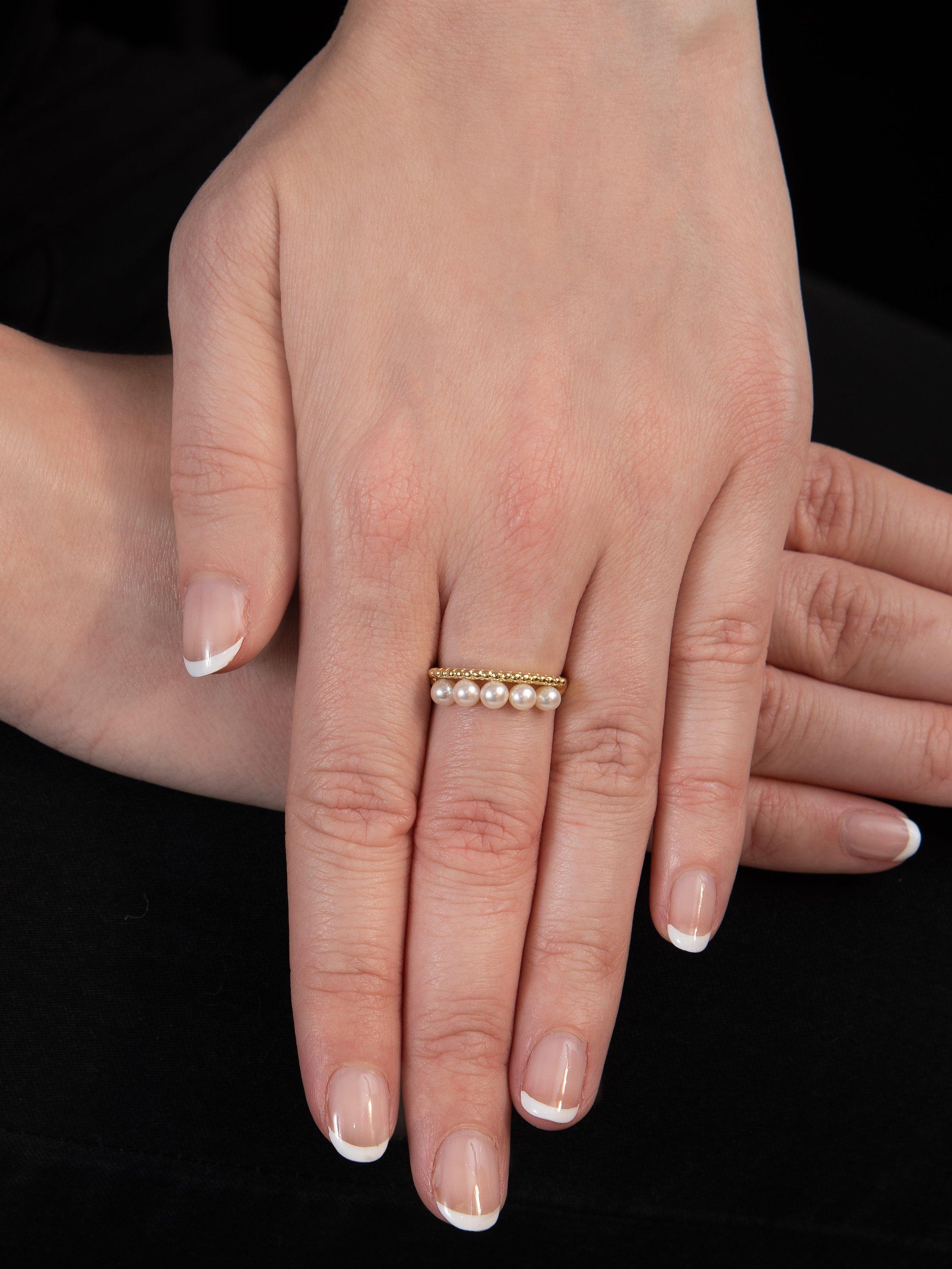 Product image 2 of 3, which shows London Road 9ct Gold Pearl Bar Cocktail Ring, Gold, N