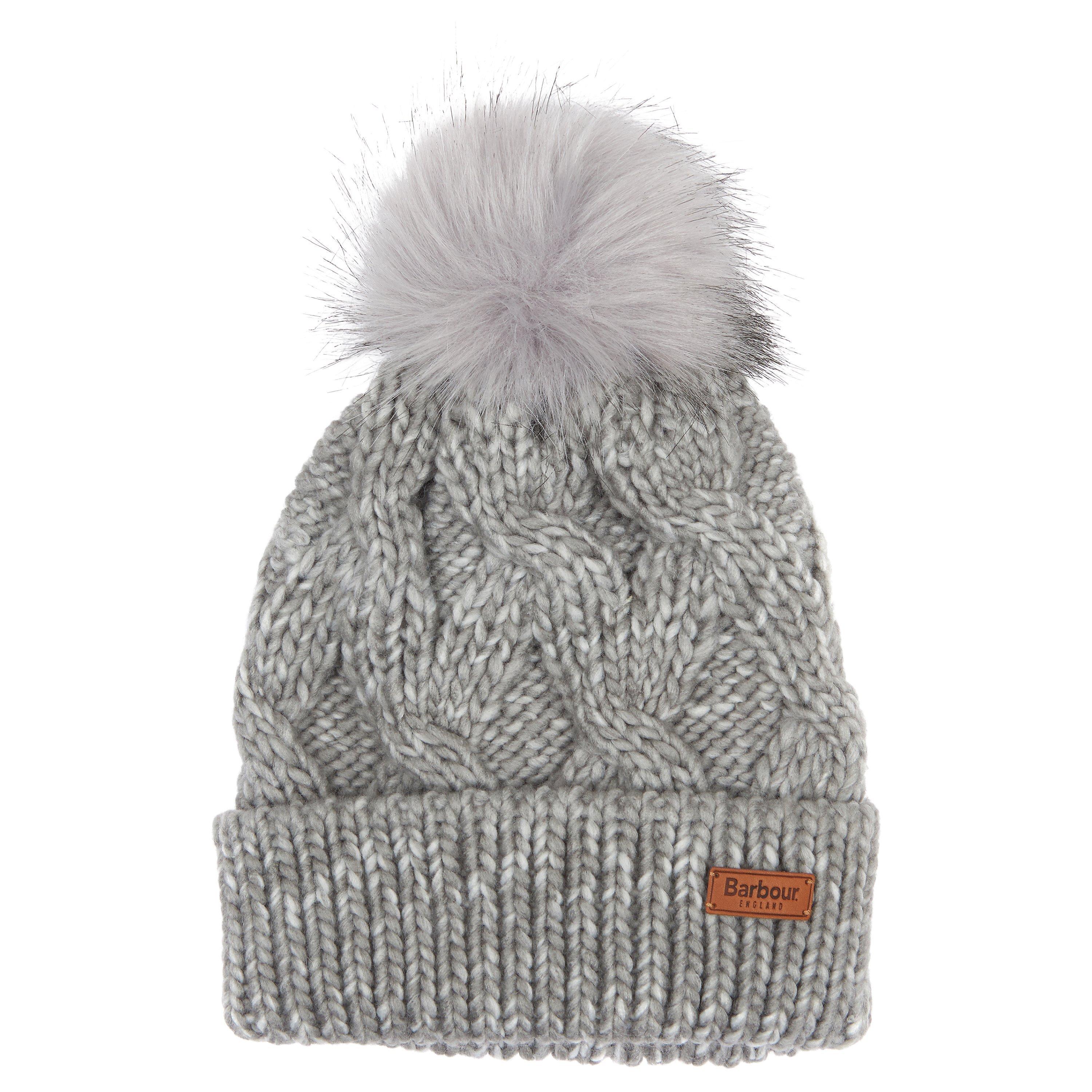 Barbour Bridport Pom Beanie Hat, Grey
