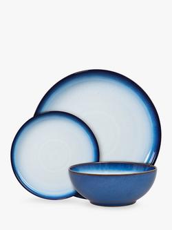 Denby Blue Haze Coupe Stoneware Dinnerware Set, 12 Piece, Blue