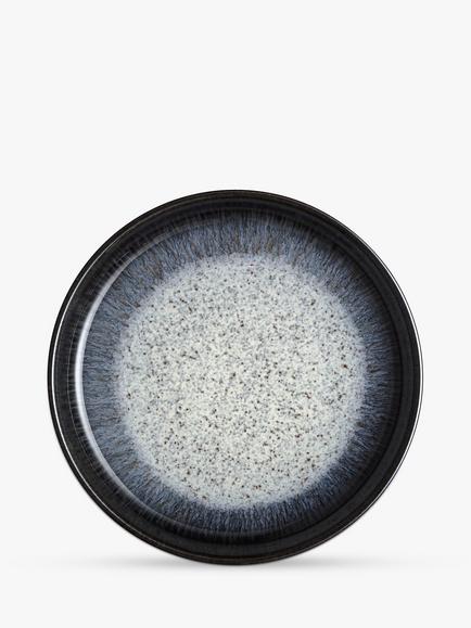 Denby Halo Stoneware Small Coupe Plate, 17cm, Black/Multi, Black/Multi