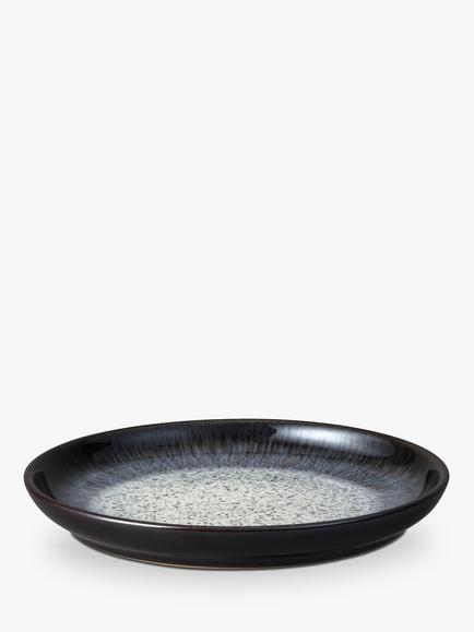 Denby Halo Stoneware Small Coupe Plate, 17cm, Black/Multi - view 2, Black/Multi
