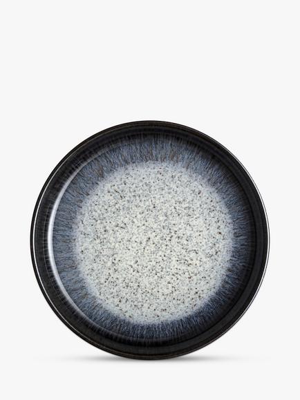 Denby Halo Stoneware Coupe Medium Plate, 21cm, Black/Multi, Black/Multi