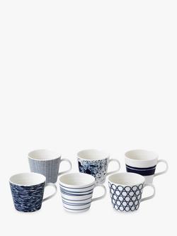 Royal Doulton Pacific Porcelain Small Mugs, 260ml, Assorted, Set of 6, Blue, Blue