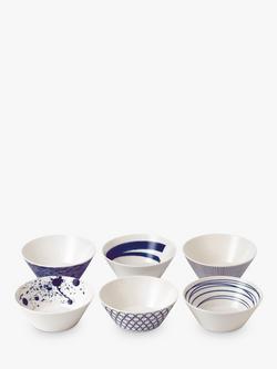 Royal Doulton Pacific Porcelain Bowls, Set of 6, 16cm, Blue, Blue/White