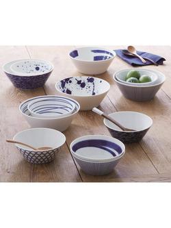 Royal Doulton Pacific Porcelain Bowls, Set of 6, 16cm, Blue - view 2, Blue/White