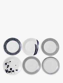 Royal Doulton Pacific Porcelain Dinner Plates, Set of 6, 28cm, Blue, Blue/White
