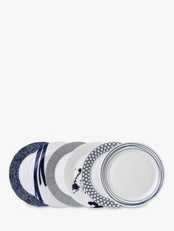 Royal Doulton Pacific Porcelain Dinner Plates, Set of 6, 28cm, Blue - view 2, Blue/White