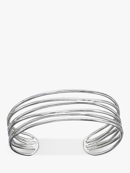 Nina B 6 Strand Open Bangle, Silver, Silver