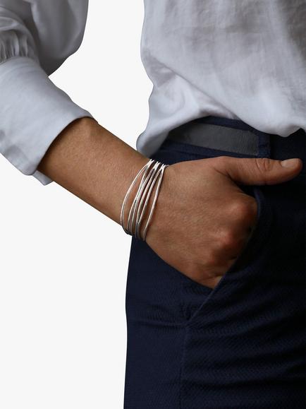 Nina B 6 Strand Open Bangle, Silver - view 2, Silver