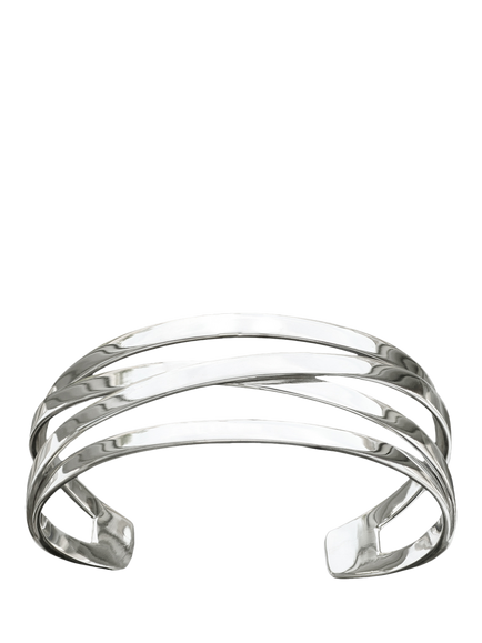 Nina B Flat 4 Strand Open Bangle, Silver, Silver