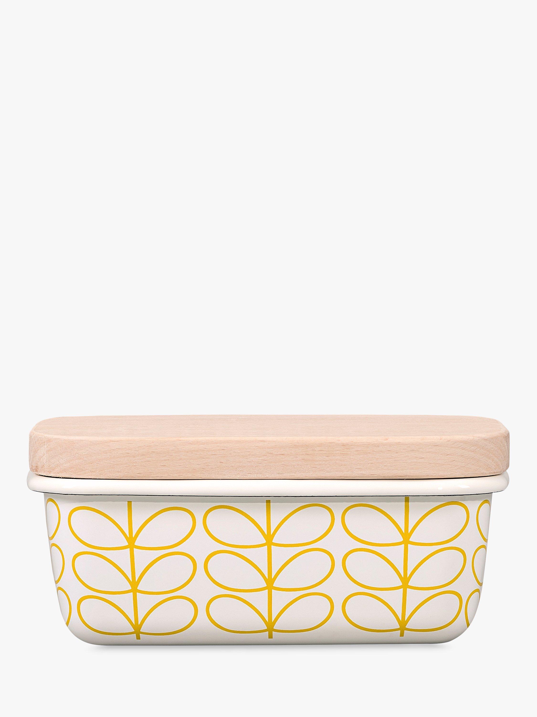 Orla Kiely Enamel Butter Dish, Yellow