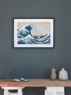John Lewis Katsushika Hokusai 'The Great Wave off Kanagawa' Framed Print, Blue - view 2, Grey Painted Ash Framed Print