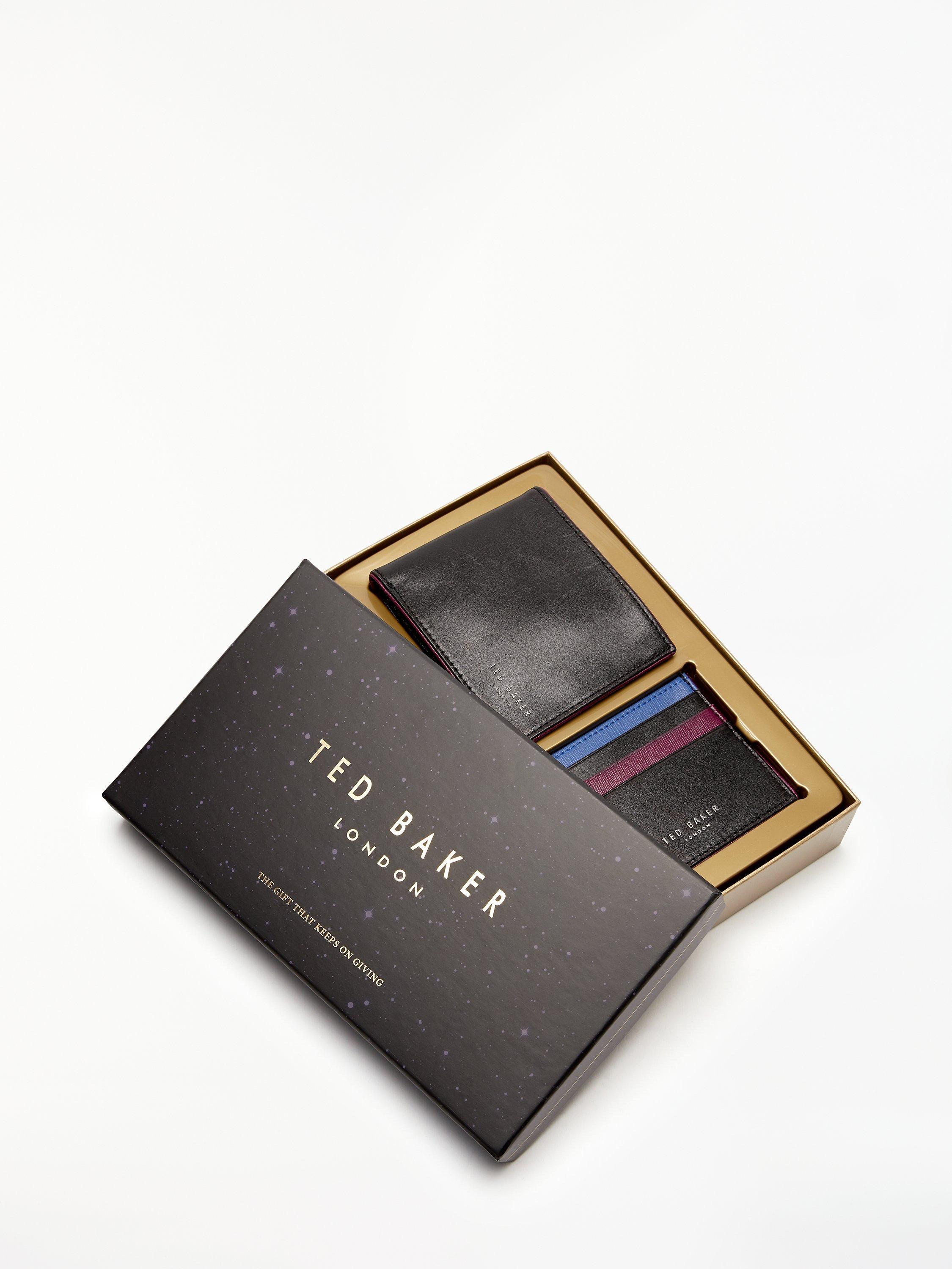 Ted Baker Leather Wallet and Cardholder Gift Set, Black/Multi
